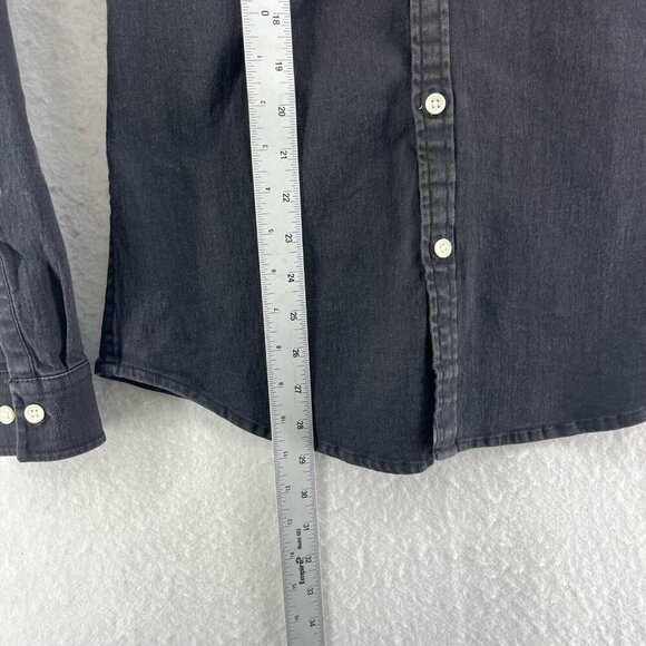 Asos Design Button Down Shirt Mens XS Black Denim Long Sleeve Classic Fit Casual - Picture 4 of 12